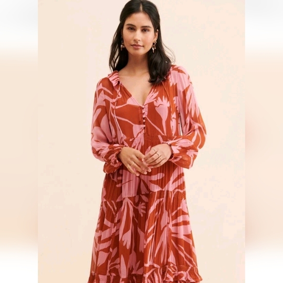 Anthropologie NWTs The Marais Printed Chiffon Maxi Dress - Picture 8 of 12